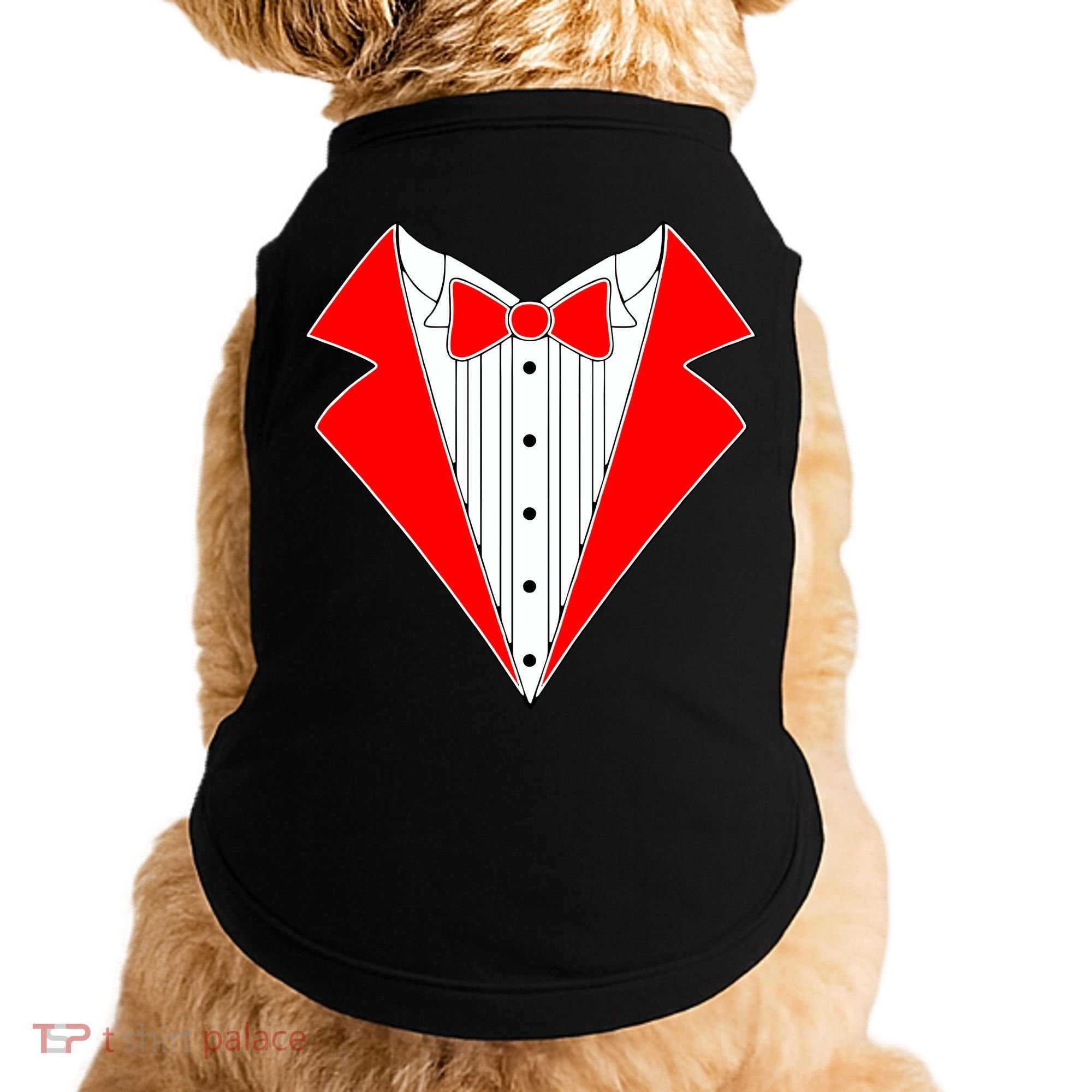 Red Tuxedo Wedding Tux Doggie Tank