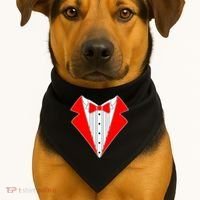 Red Tuxedo Wedding Tux USA-Made Doggie Bandana thumb 1