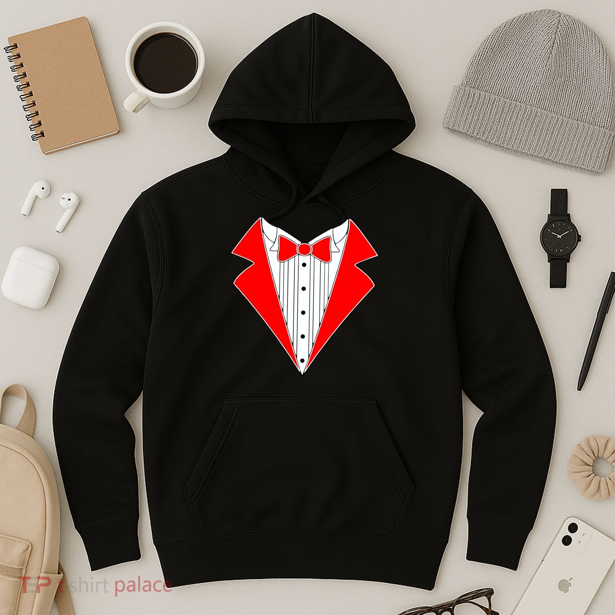 Red Tuxedo Wedding Tux Hoodie