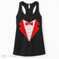 Red Tuxedo Wedding Tux Women's Tank Top thumb 0