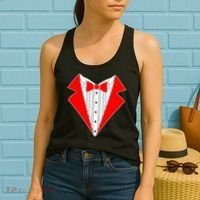 Red Tuxedo Wedding Tux Women's Tank Top thumb 2