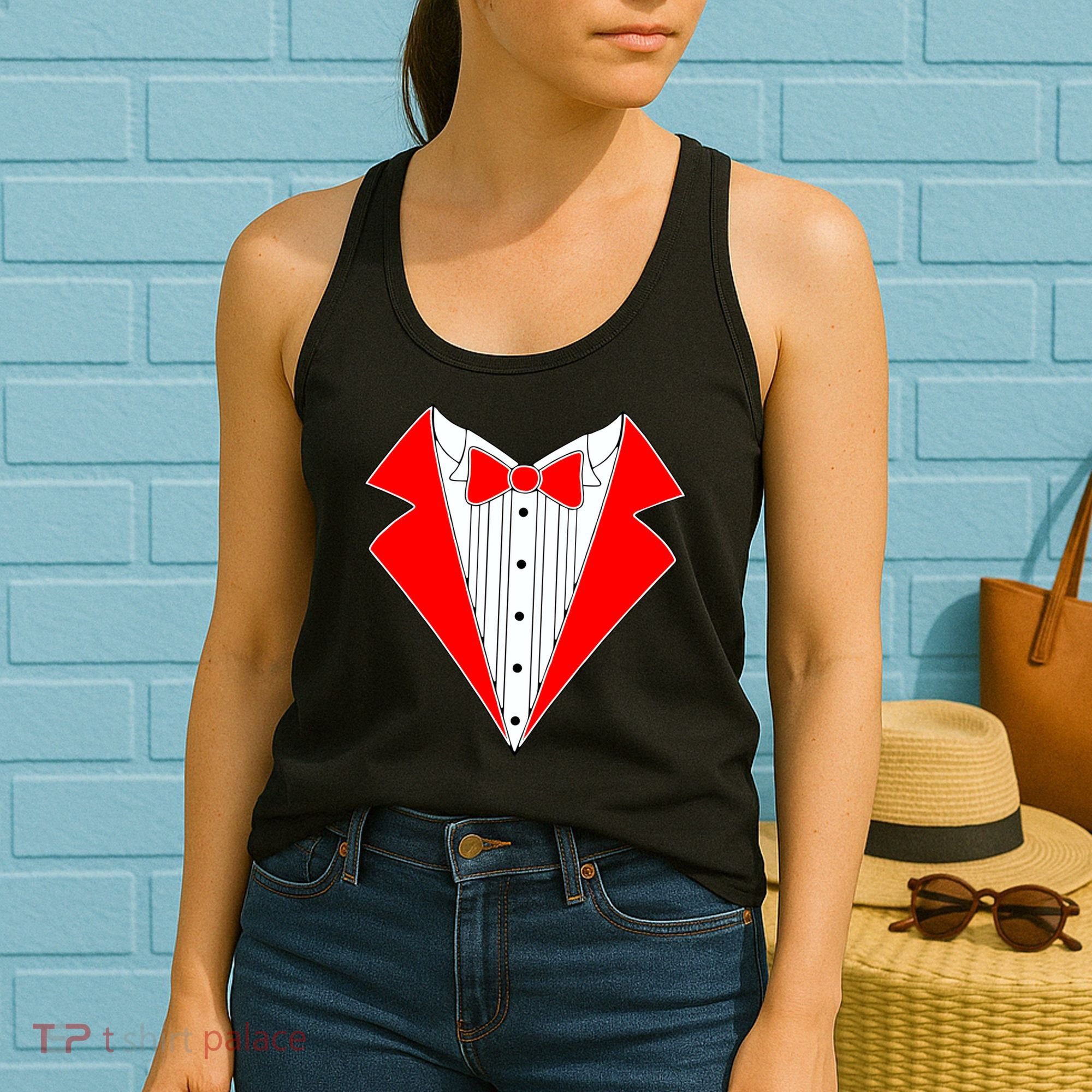 Red Tuxedo Wedding Tux Women's Tank Top
