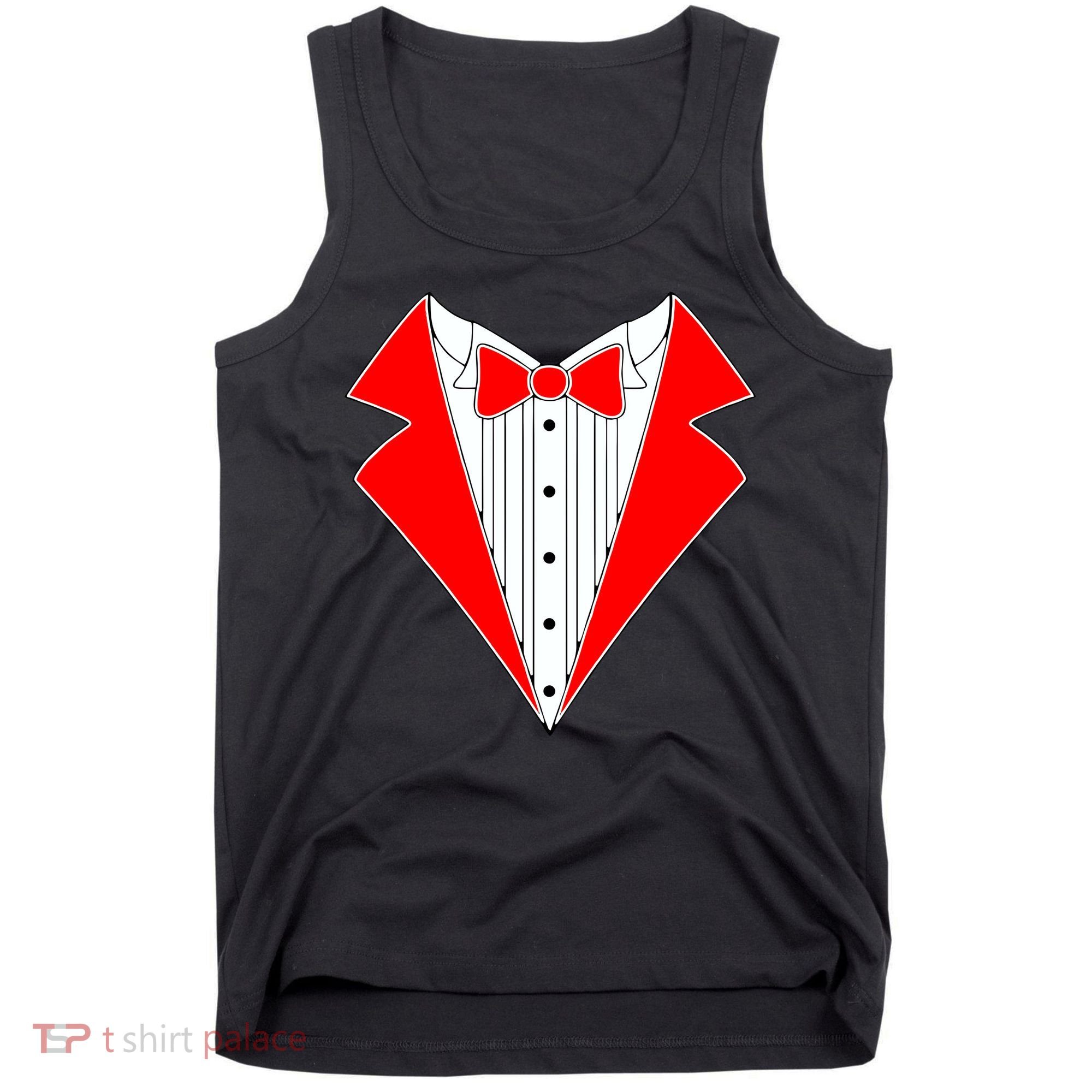 Red Tuxedo Wedding Tux Tank Top