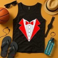 Red Tuxedo Wedding Tux Tank Top thumb 4