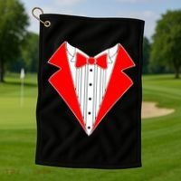 Red Tuxedo Wedding Tux Golf Towel thumb 1