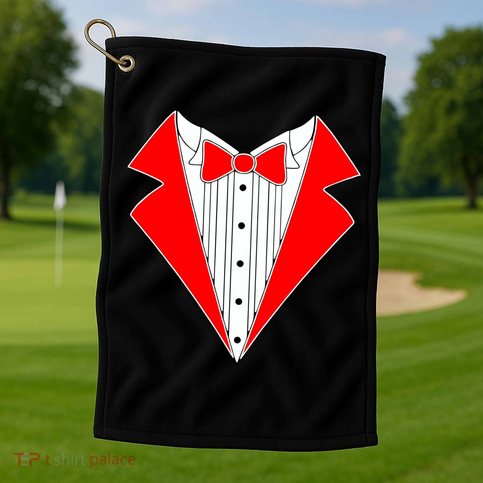 Red Tuxedo Wedding Tux Golf Towel