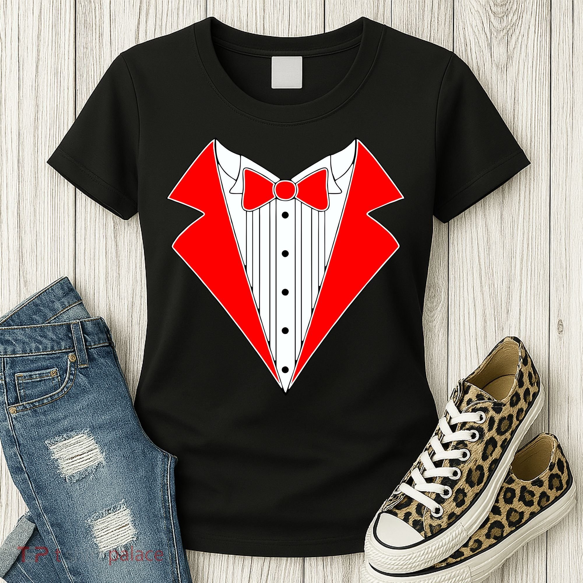 Red Tuxedo Wedding Tux Women's T-Shirt