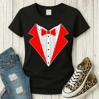 Red Tuxedo Wedding Tux Women's T-Shirt thumb 3