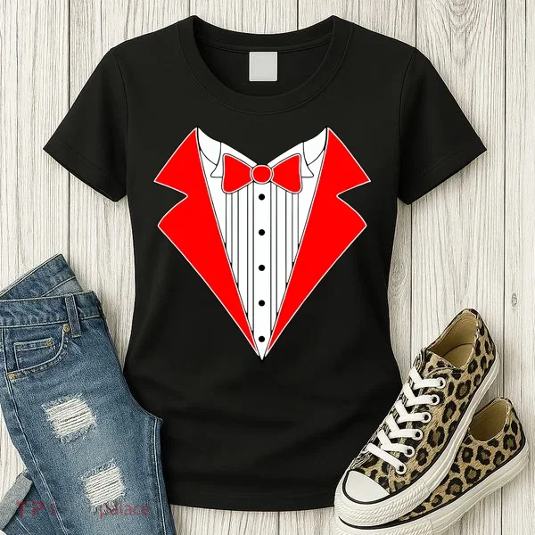 Red Tuxedo Wedding Tux Women's T-Shirt