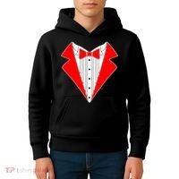 Red Tuxedo Wedding Tux Kids Hoodie thumb 4