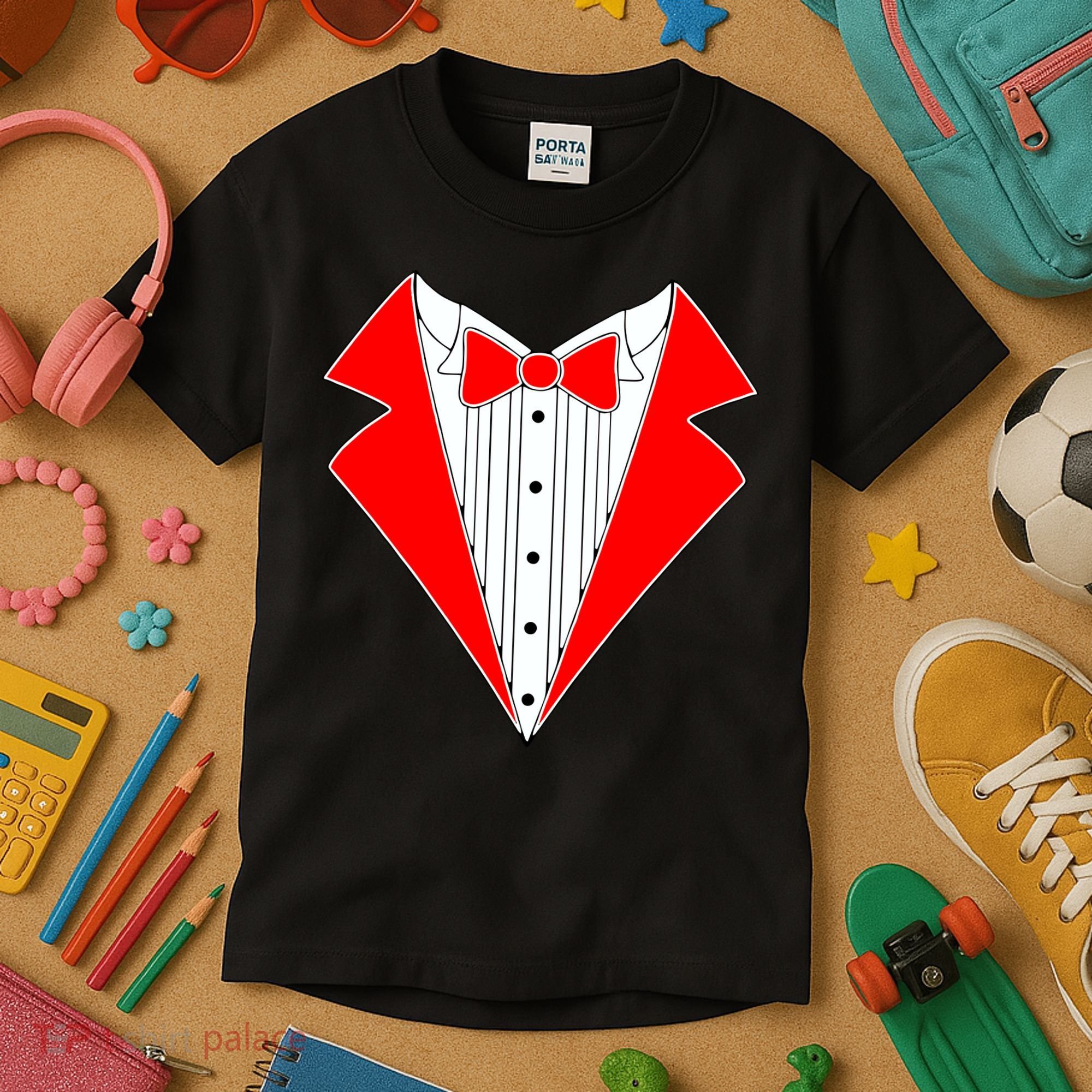 Red Tuxedo Wedding Tux Kids T-Shirt