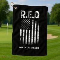 Red Until They All Come Home Golf Towel thumb 1