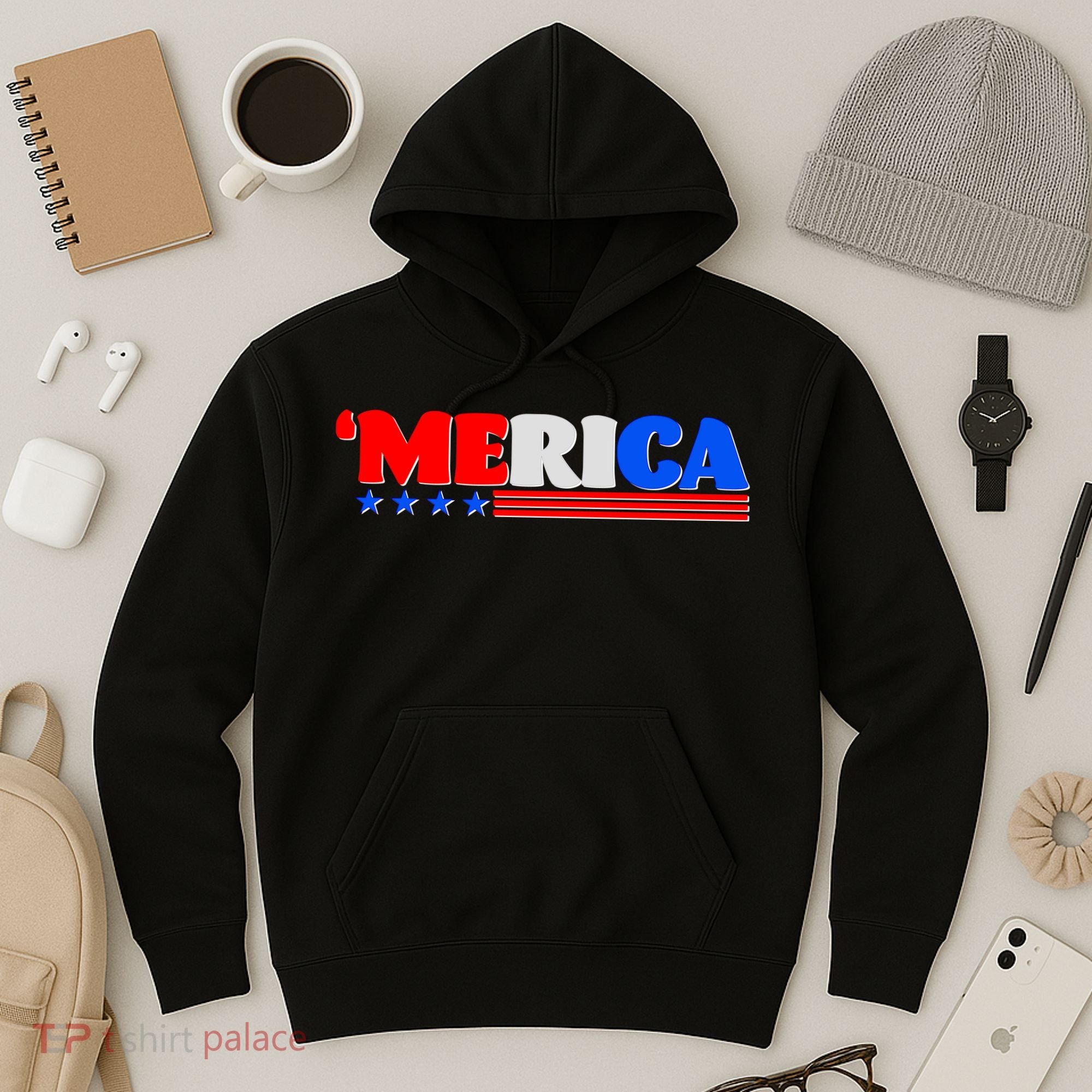 Red White & Blue 'Merica 4th Of July Hoodie