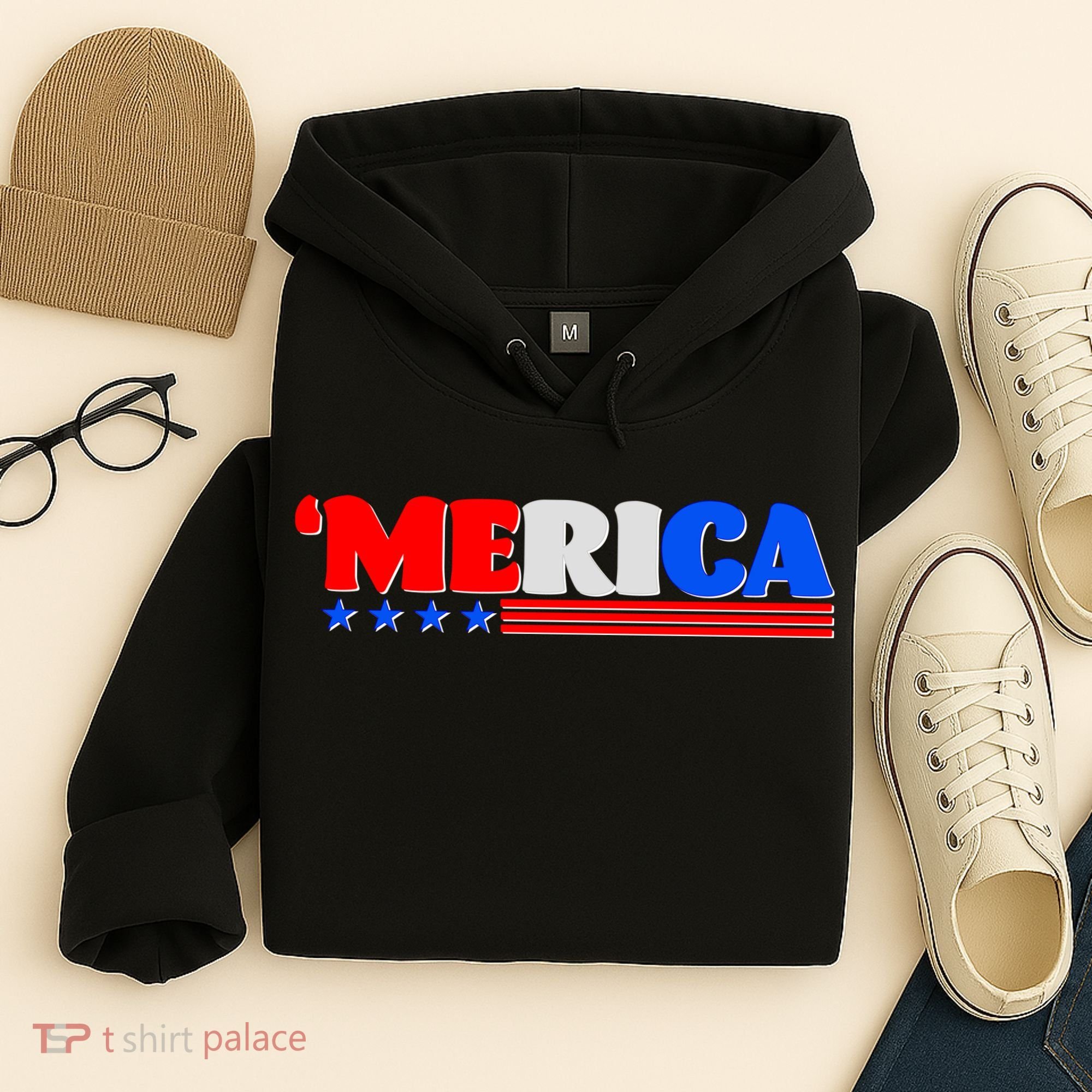Red White & Blue 'Merica 4th Of July Hoodie