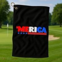 Red White & Blue 'Merica 4th Of July Golf Towel thumb 1