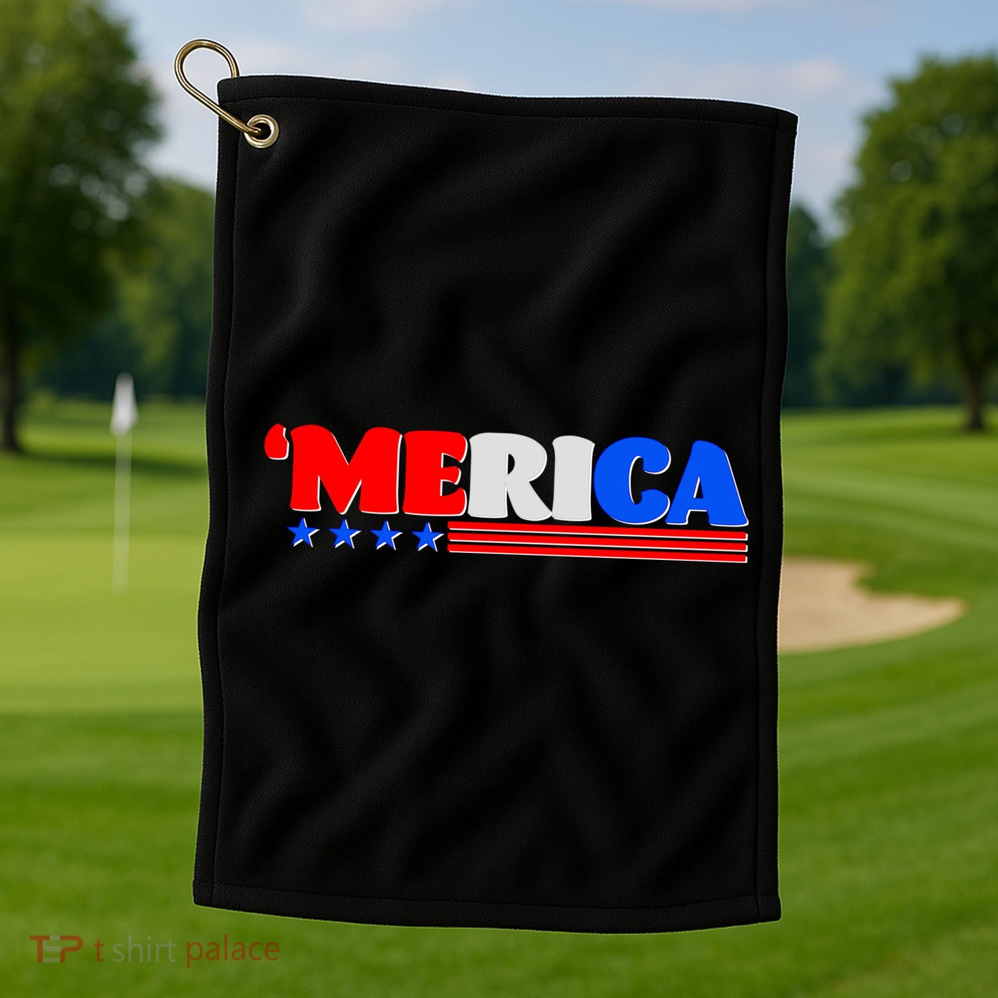 Red White & Blue 'Merica 4th Of July Golf Towel