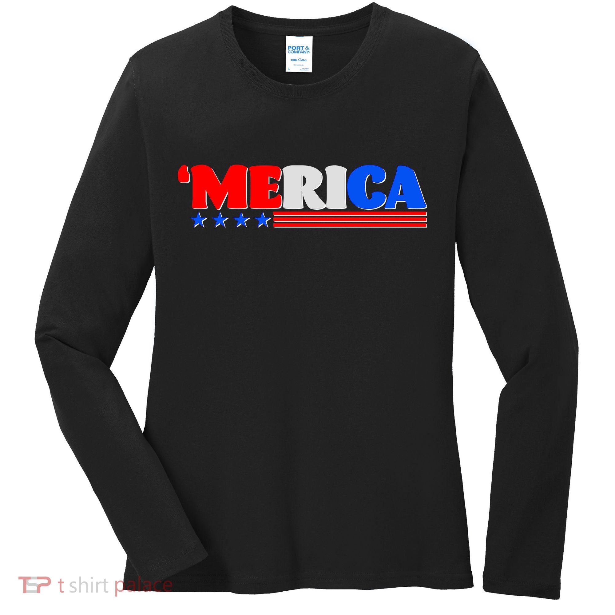 Red White & Blue 'Merica 4th Of July Women's Long Sleeve Shirt