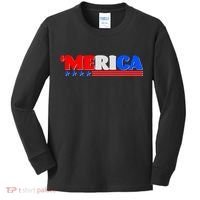 Red White & Blue 'Merica 4th Of July Kids Long Sleeve Shirt thumb 0