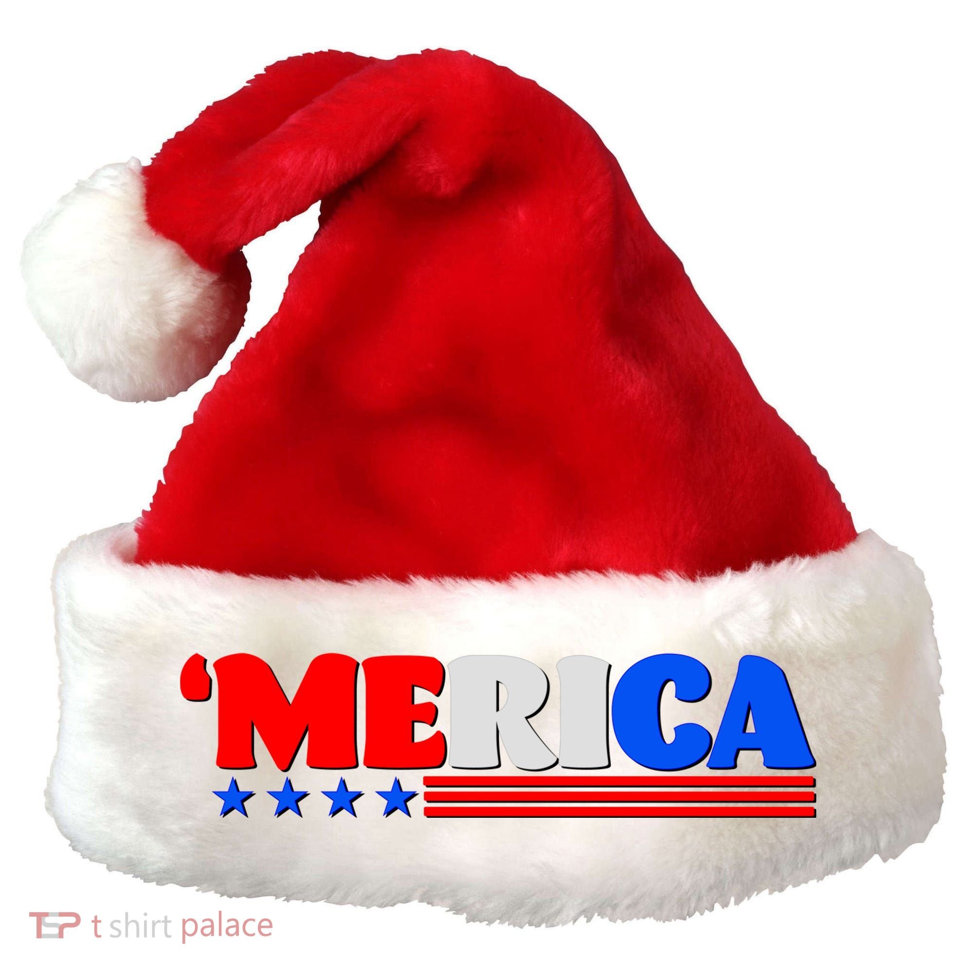 Red White & Blue 'Merica 4th Of July Santa Hat