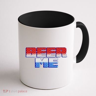 Red White And Blue Beer Me Coffee Mug back