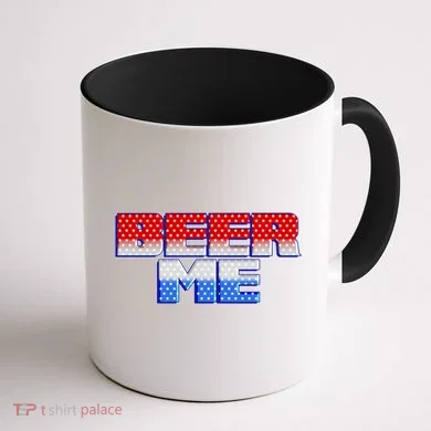 Red White And Blue Beer Me Coffee Mug back