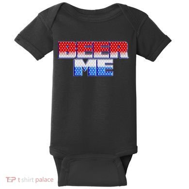 Red White And Blue Beer Me Baby Bodysuit