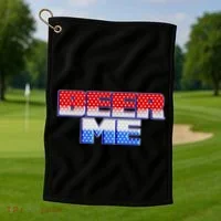Red White And Blue Beer Me Golf Towel thumb 1