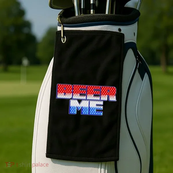 Red White And Blue Beer Me Golf Towel