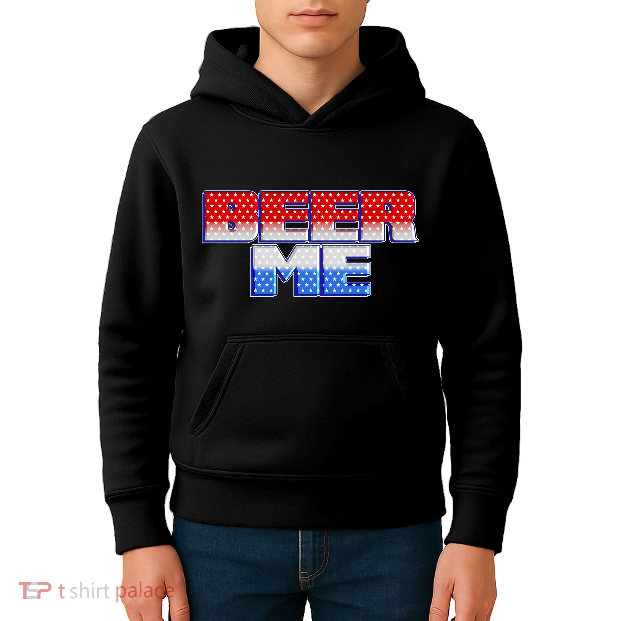 Red White And Blue Beer Me Kids Hoodie