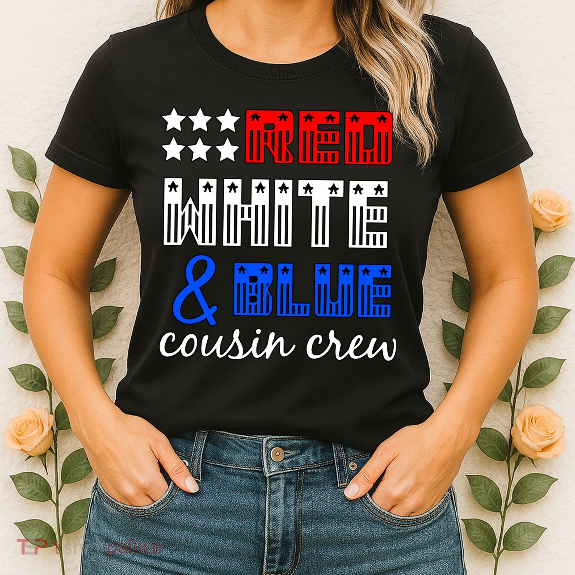 Red White And Blue Cousin Crew Women's T-Shirt