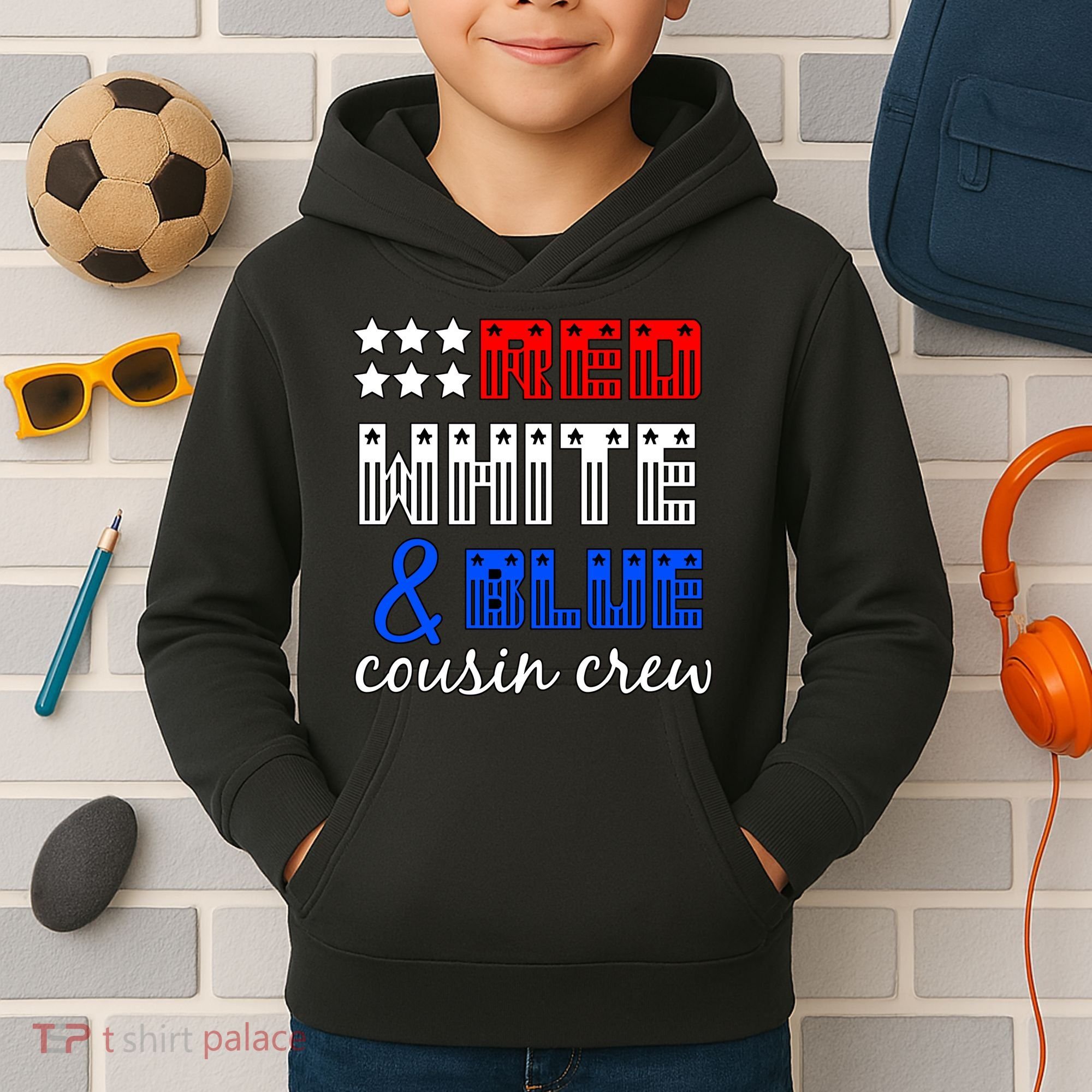 Red White And Blue Cousin Crew Kids Hoodie