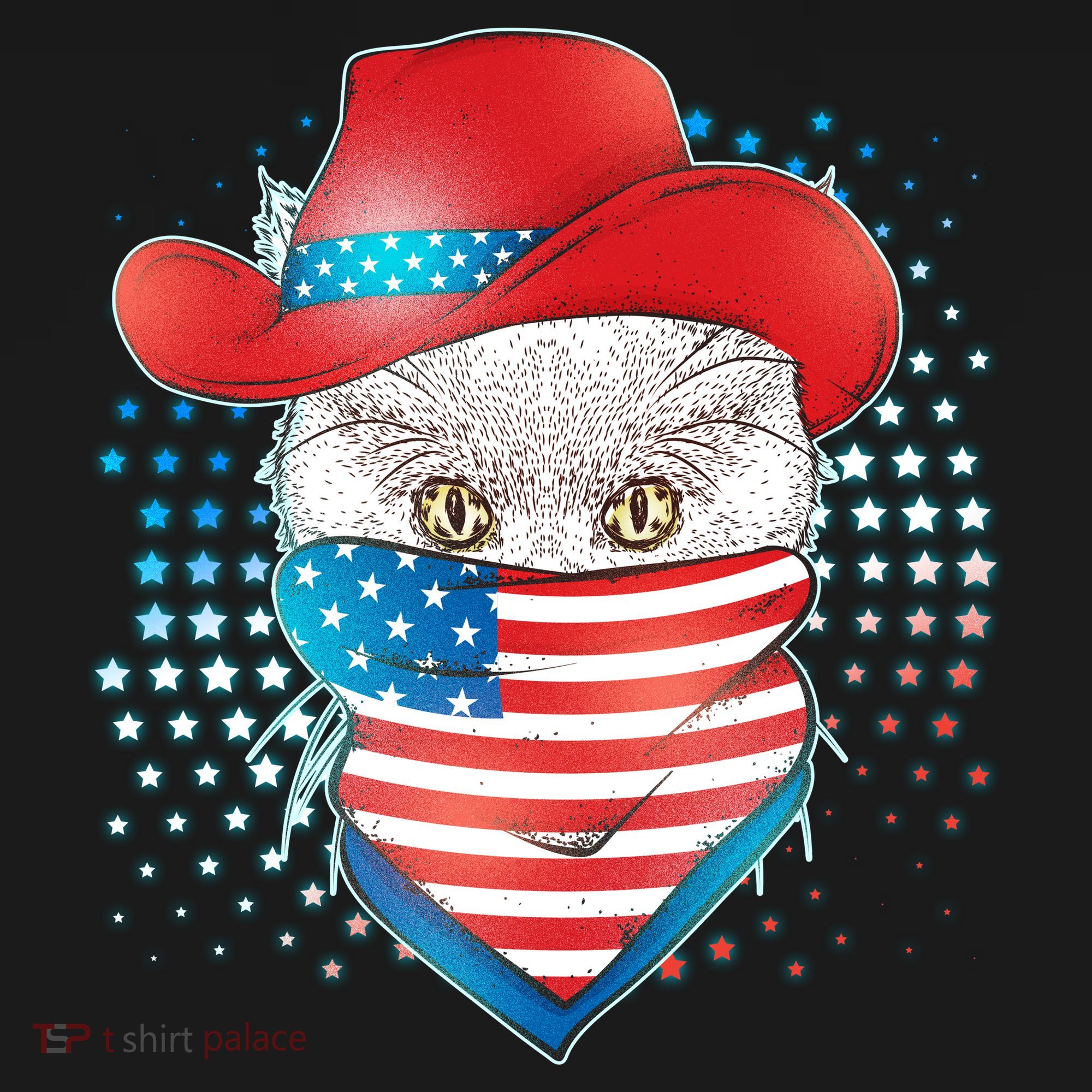 Red White and Blue Cowboy Cat Backpack