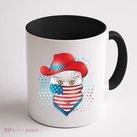 Red White and Blue Cowboy Cat Coffee Mug thumb 1