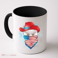 Red White and Blue Cowboy Cat Coffee Mug thumb 0