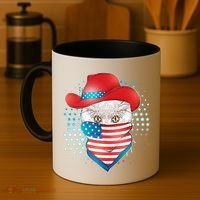 Red White and Blue Cowboy Cat Coffee Mug thumb 4
