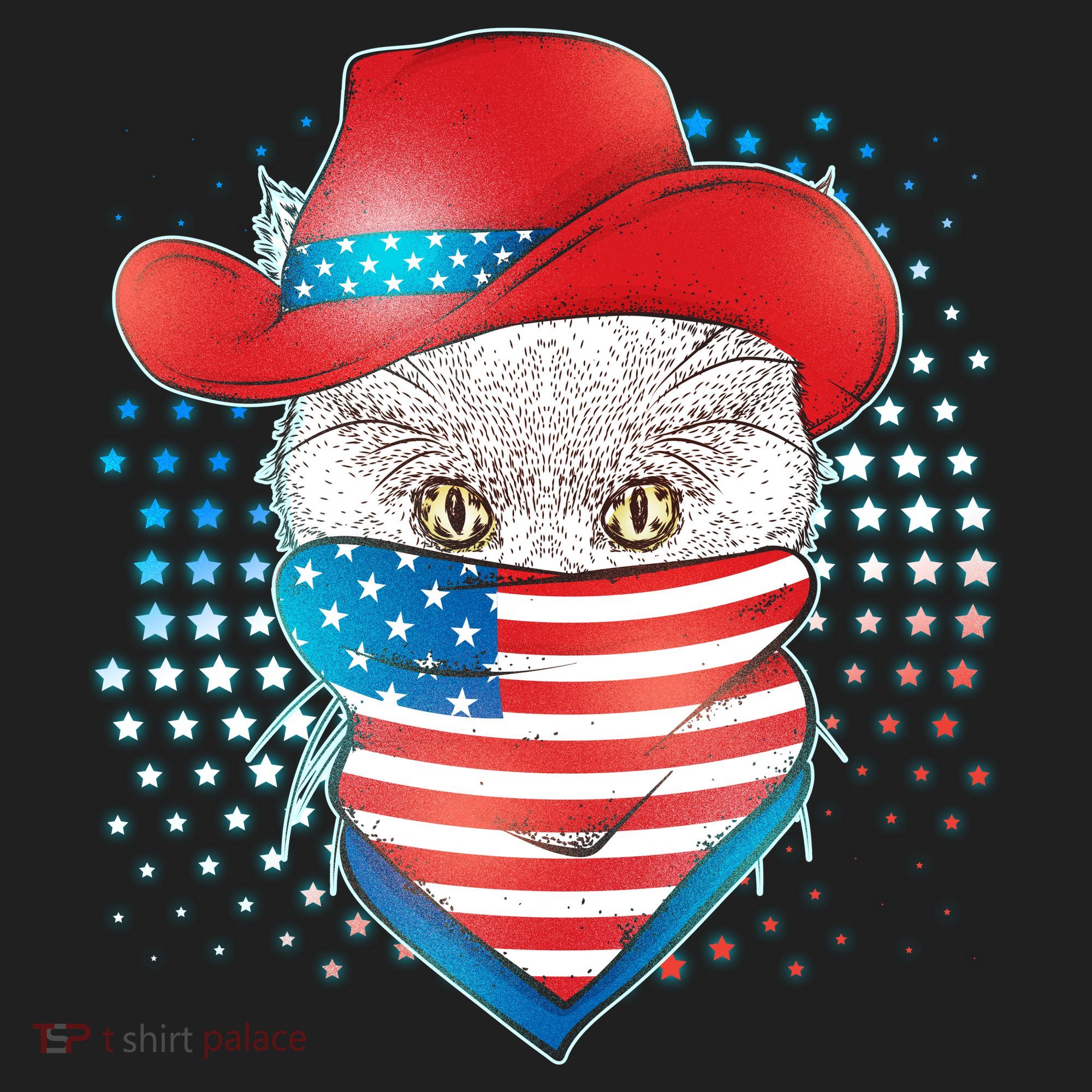 Red White and Blue Cowboy Cat Tumbler