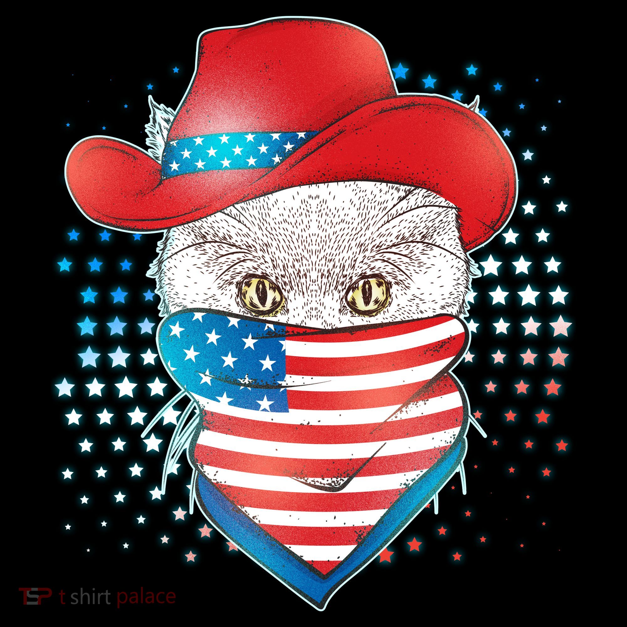 Red White and Blue Cowboy Cat Ornament