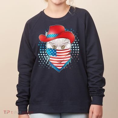 Red White and Blue Cowboy Cat Women's Sweatshirt