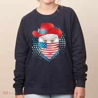 Red White and Blue Cowboy Cat Women's Sweatshirt thumb 0