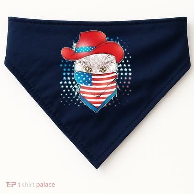 Red White and Blue Cowboy Cat USA-Made Doggie Bandana