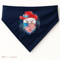 Red White and Blue Cowboy Cat USA-Made Doggie Bandana thumb 0