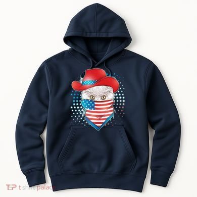 Red White and Blue Cowboy Cat Hoodie