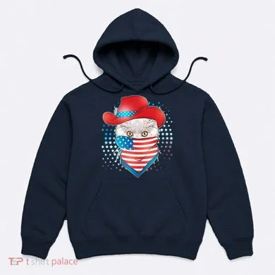 Red White and Blue Cowboy Cat Hoodie