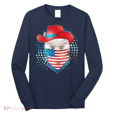Red White and Blue Cowboy Cat Long Sleeve Shirt