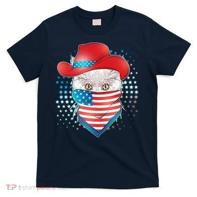 Red White and Blue Cowboy Cat T-Shirt
