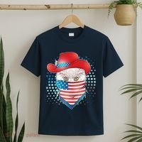 Red White and Blue Cowboy Cat T-Shirt thumb 2