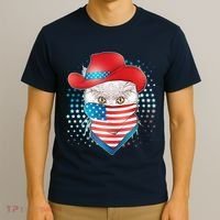 Red White and Blue Cowboy Cat T-Shirt thumb 3