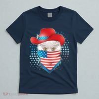 Red White and Blue Cowboy Cat T-Shirt thumb 5