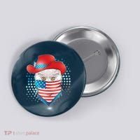 Red White and Blue Cowboy Cat Button thumb 0