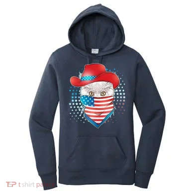 Red White and Blue Cowboy Cat Women's Hoodie